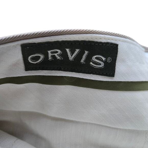 NWT Orvis Mens Wrinkle Free Pure Cotton Trousers Size 34 Khaki Flat Front Chinos - Picture 6 of 10